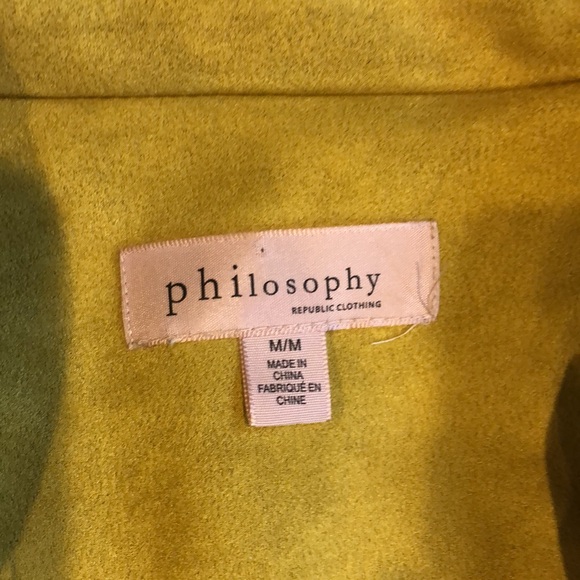 Philosophy Yellow Faux Suede Jacket with Pockets - Picture 5 of 6
